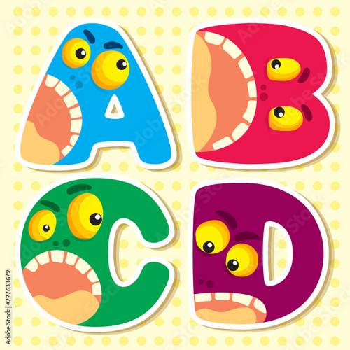 Set alphabets cute of simple color illustrations