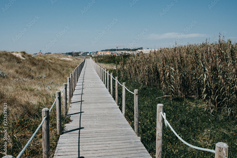 Wooden bridge at the beach of Porto