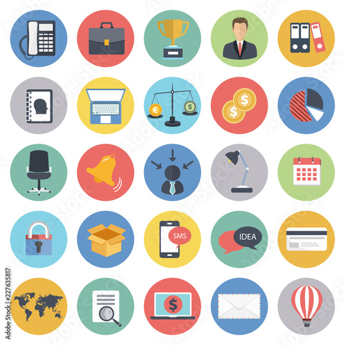 Business and management icon set for websites and mobile applications. Flat vector illustration