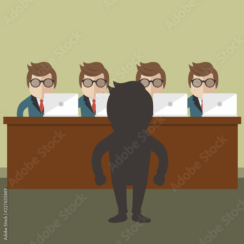 Job interview concept. Interview with the candidate positions. Flat vector illustration.