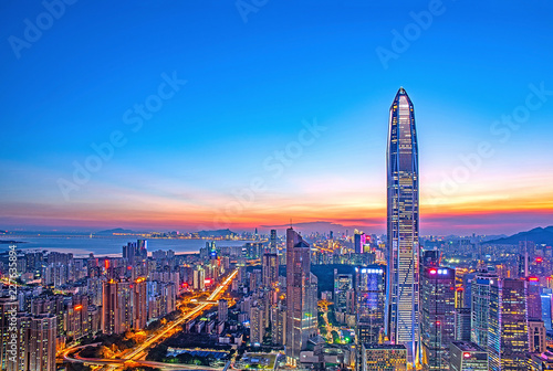 Shenzhen Futian CBD night skyline photo