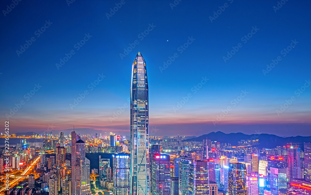 Obraz premium Shenzhen Futian CBD night skyline