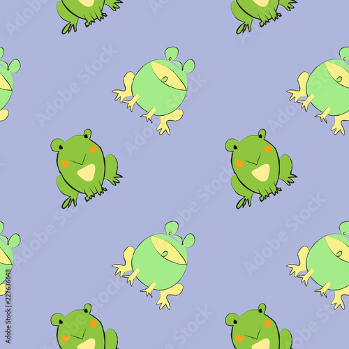 Frogs on purple background, seamless pattern image