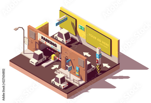 Vector isometric multistorey car parking