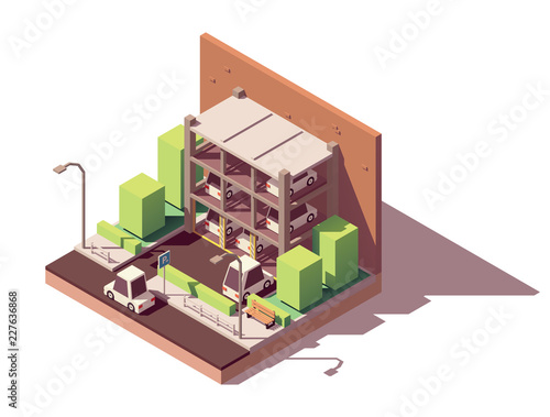 Vector isometric automated car parking system