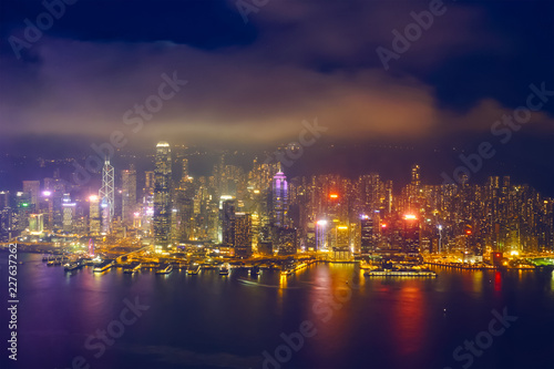 Wallpaper Mural Aerial view of illuminated Hong Kong skyline. Hong Kong, China Torontodigital.ca