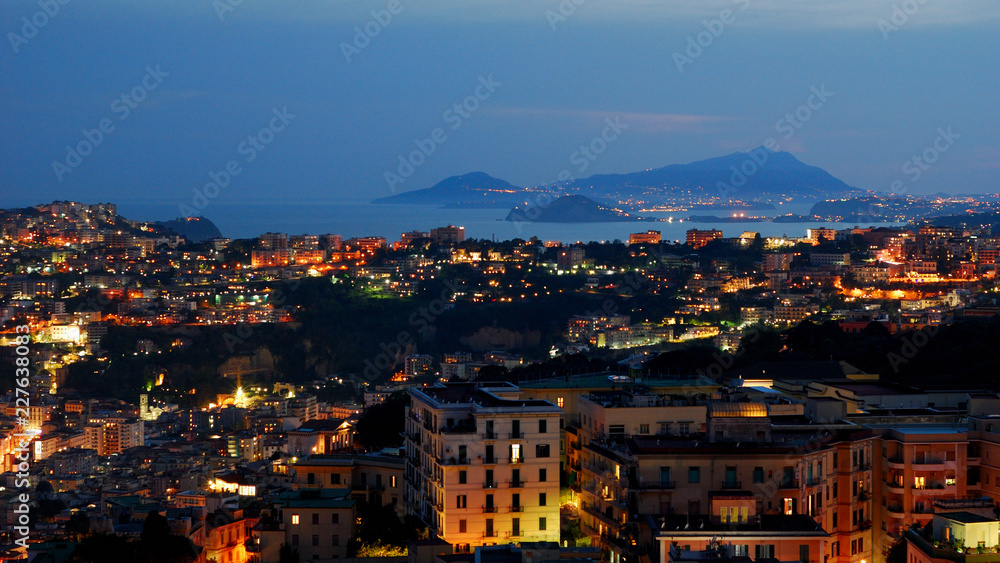 Landscape of the Phlegraean coastline from the terrace of St. Elmo castle in Naples