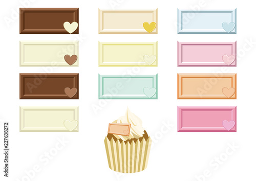 チョコレートプレートの素材集。デコレーションのイラスト。デザインマテリアル。