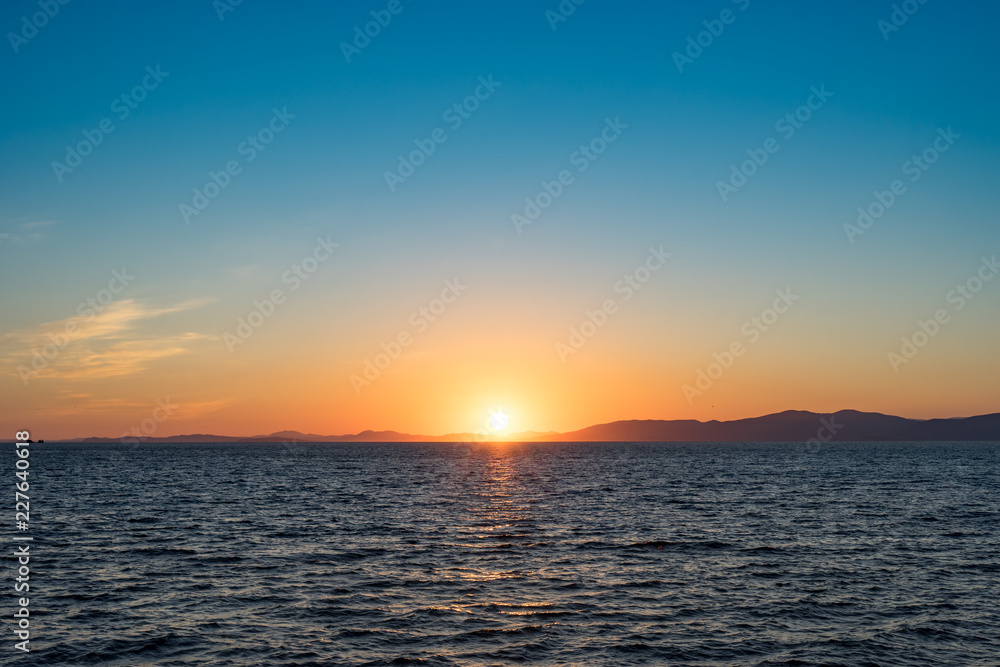 Seascape with sunset views over the Pacific ocean. Seascape with sunset views over the Pacific ocean.