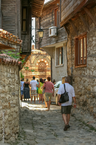 People walk the streets of the old town