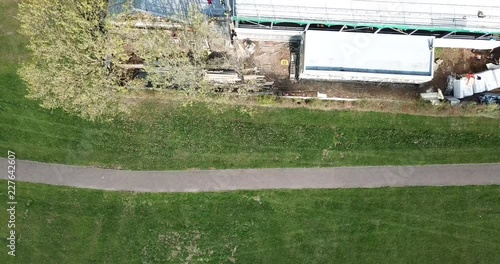 Aerial view of a construction site of a school in East London, UK photo