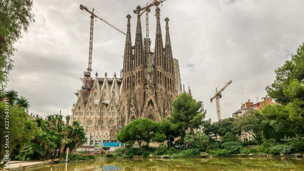 The Sagrada Familia, a large unfinished Catholic church in Barcelona, designed by famous Catalan architect Antoni Gaudi The Sagrada Familia, a large unfinished Catholic church in Barcelona, designed by famous Catalan architect Antoni Gaudi