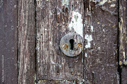 wood texture of old painted door Board with key slot