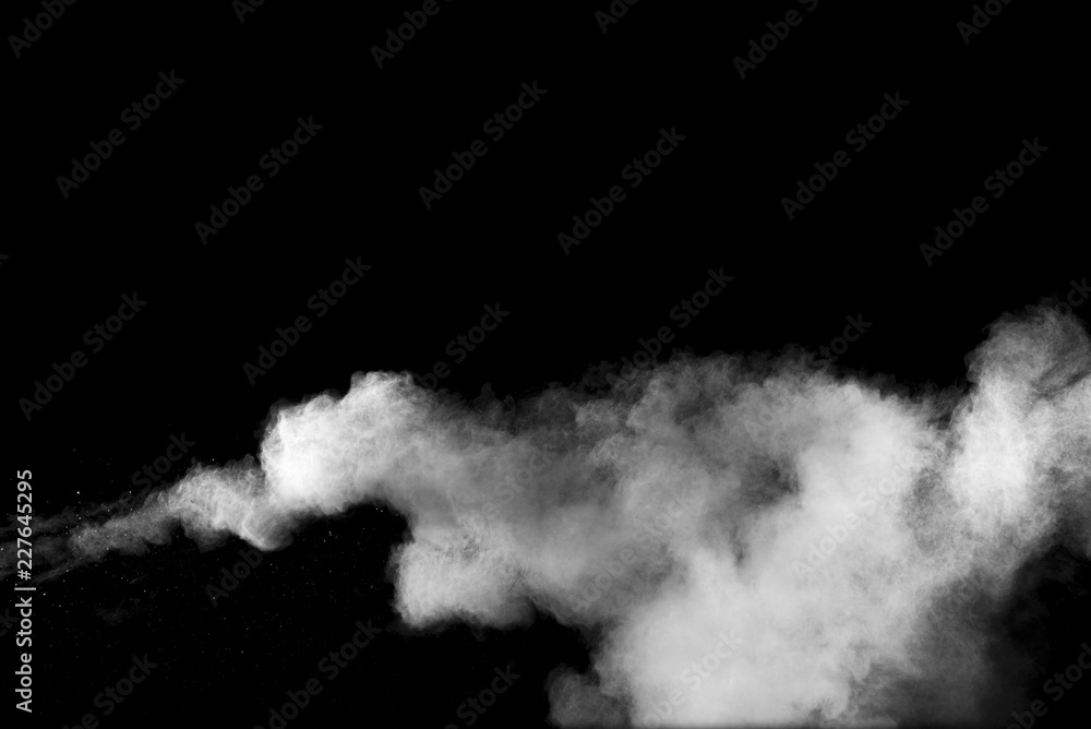 Explosion of white dust on black background. Explosion of white dust on black background.