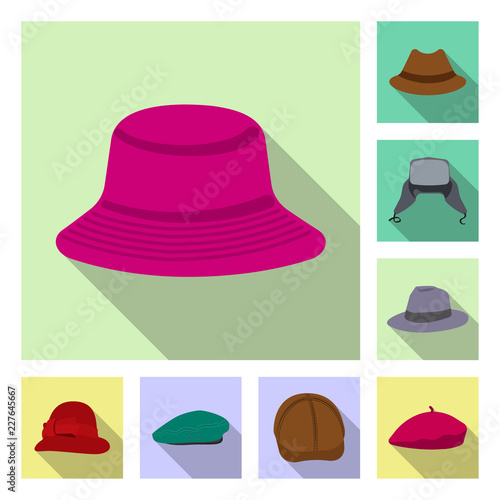 Isolated object of headgear and cap icon. Set of headgear and accessory stock symbol for web.
