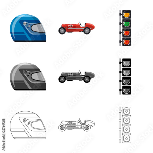 Vector illustration of car and rally logo. Set of car and race stock vector illustration.