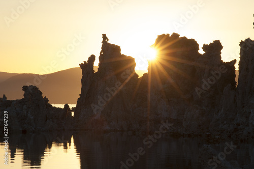 Mono lake tufas at sunset photo