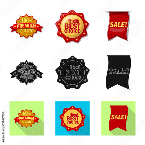 Vector design of emblem and badge logo. Collection of emblem and sticker vector icon for stock.