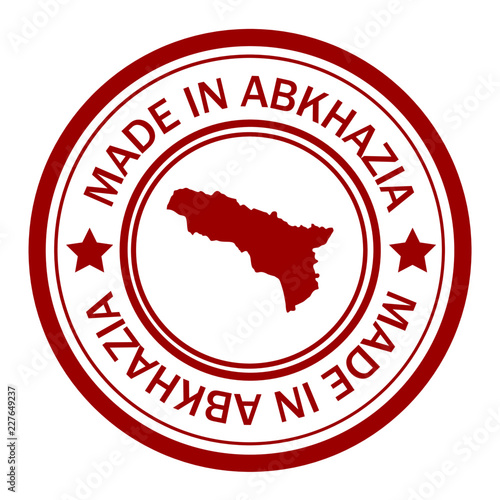 Red stamp with map of Abkhazia
