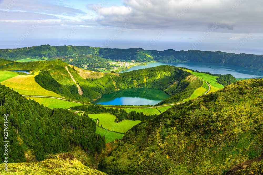 View from Miradouro Boca do Inferno to Sete Citades, Azores, Portugal