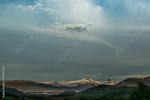 A beautiful landscape with a lake and mountains