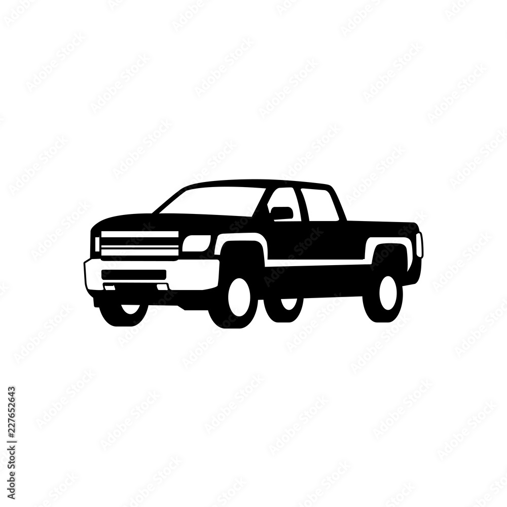truck pick up vector silhouette. truck logo icon - obrazy, fototapety, plakaty 