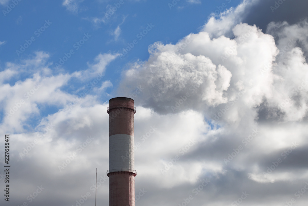Air pollution by smoke from pipe of thermal power station. Climate change theme. The concept of environmental protection Air pollution by smoke from pipe of thermal power station. Climate change theme. The concept of environmental protection