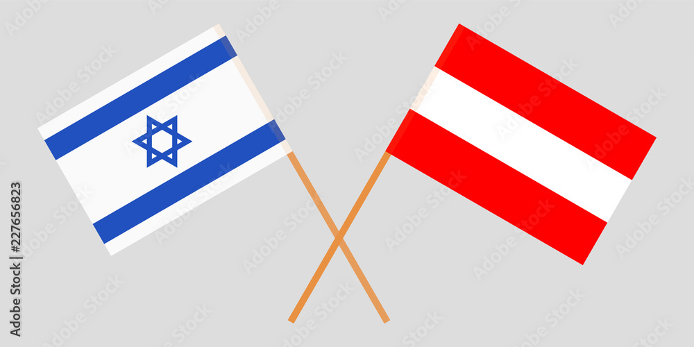 Austria and Israel. The Austrian and Israeli flags. Official colors. Correct proportion. Vector