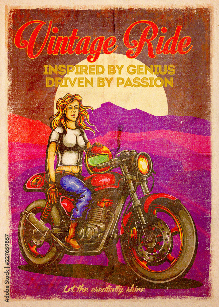 Obraz premium Grunge Biker Lady