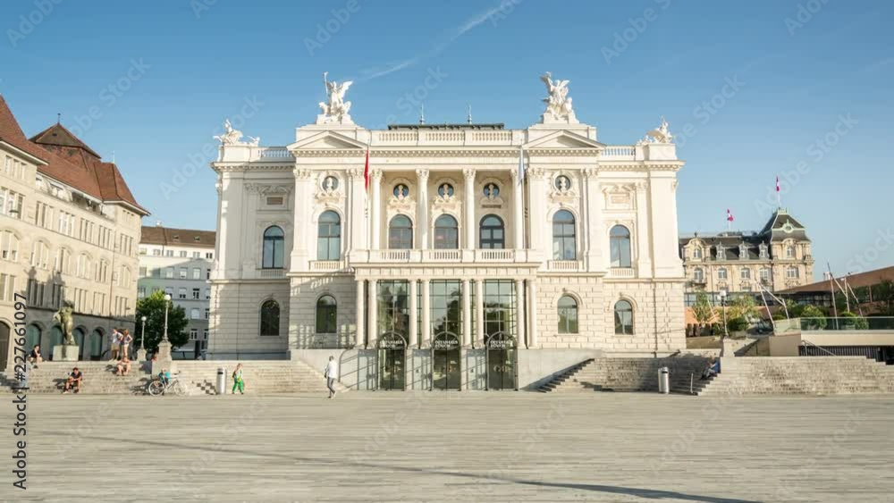 Zurich Opera House building. Hyperlapse video.