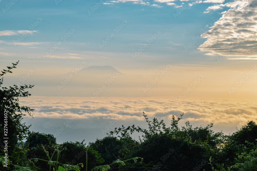 Mount Kilimanjaro above the clouds seen from Mount Meru, Tanzania Mount Kilimanjaro above the clouds seen from Mount Meru, Tanzania