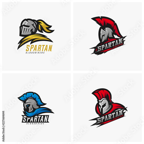 Set of Spartan warrior logo design vector illustration. Warriors sport team logo design.