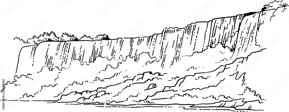 Ниагарский водопад рисунок карандашом
