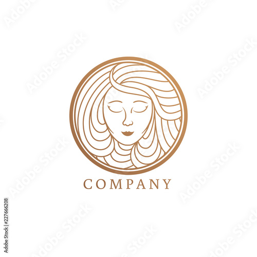Mermaid logo. Goddess, siren or nymph woman engraving. Water, air, natural soap, organic cosmetics icon.