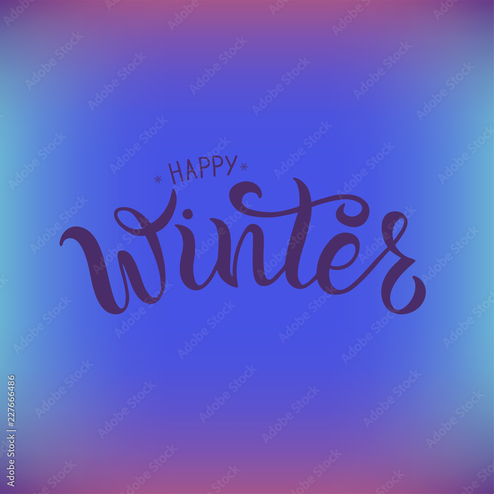 Vector illustration of happy winter text for typography poster, logotype, flyer, banner, greeting card or postcard.