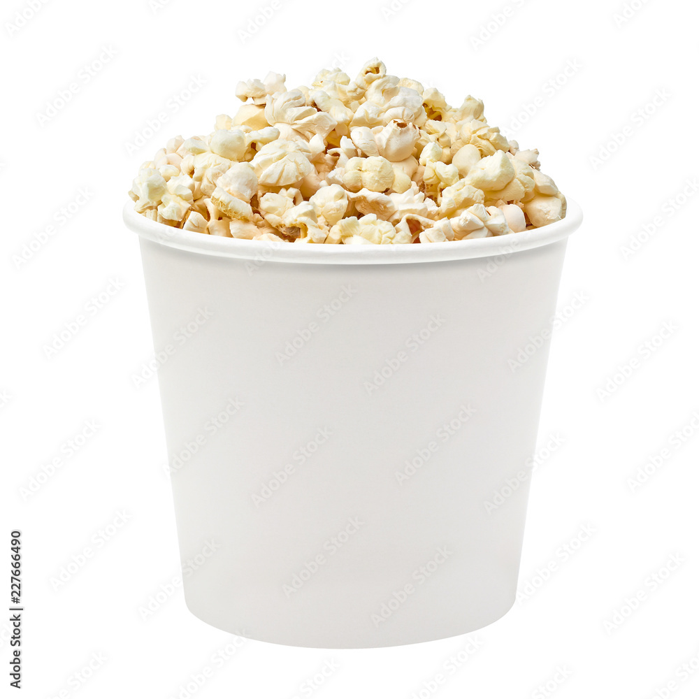 White blank popcorn box for placing custom graphics on white background White blank popcorn box for placing custom graphics on white background