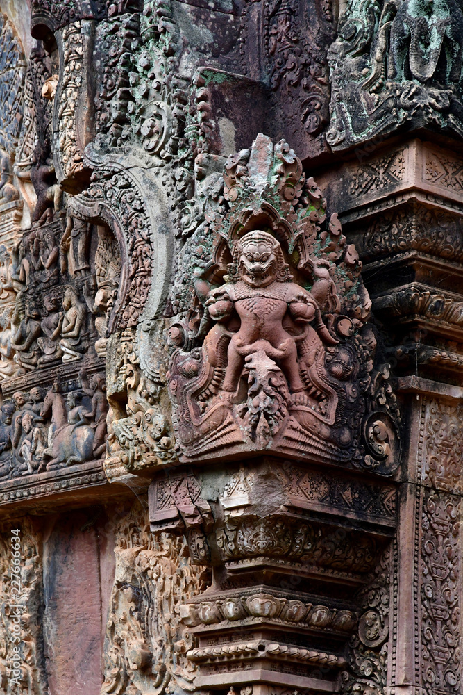 Siem Reap; Kingdom of Cambodia - august 24 2018 : Banteay Srei temple