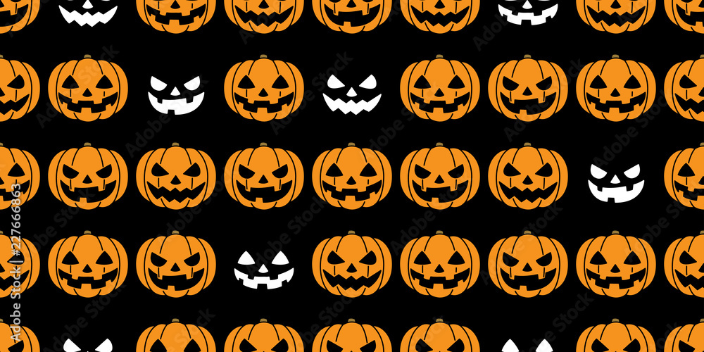 pumpkin seamless pattern Halloween vector ghost spooky scarf isolated repeat wallpaper tile background black pumpkin seamless pattern Halloween vector ghost spooky scarf isolated repeat wallpaper tile background black