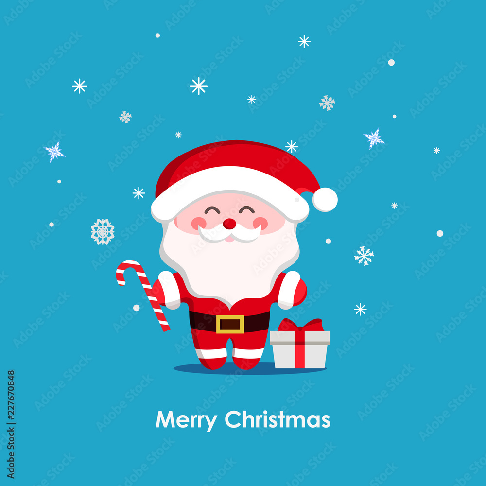Santa Claus with a gift.Cartoon character.Santa Claus holding Christmas candy. Santa Claus with a gift.Cartoon character.Santa Claus holding Christmas candy.