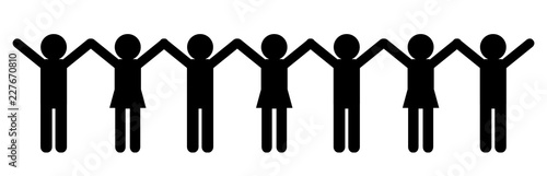 Group of people holding hands. Teamwork concept papercraft. Vector background