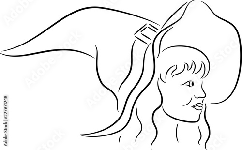Witch head in sorcerer hat