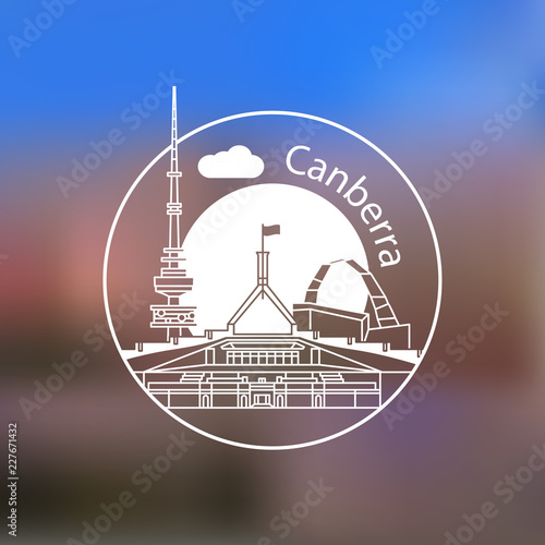 Canberra Australia detailed silhouette. Trendy vector illustration, flat style. Stylish landmarks.