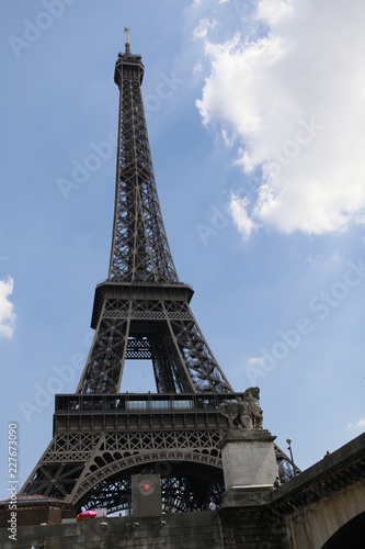 The Eiffel Tower is a metal tower in the center of Paris © art_krd