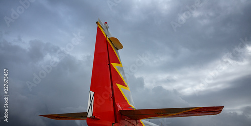 Advanced jet trainer CASA C-101 Aviojet tail against sky photo