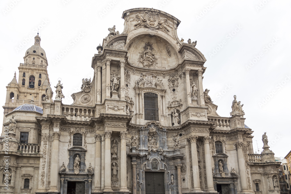 front facade of the cathedral of Murcia, Spain
