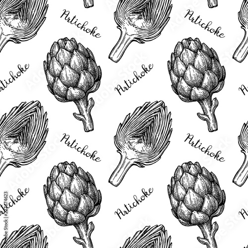 Seamless pattern with artichoke.
