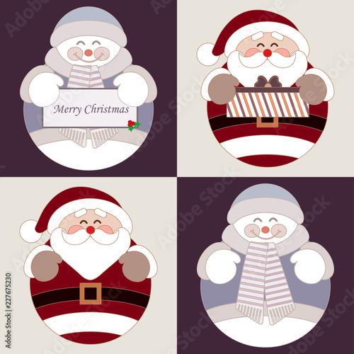 Fototapeta Naklejka Na Ścianę i Meble -  Santa Claus and Snowman.Christmas.