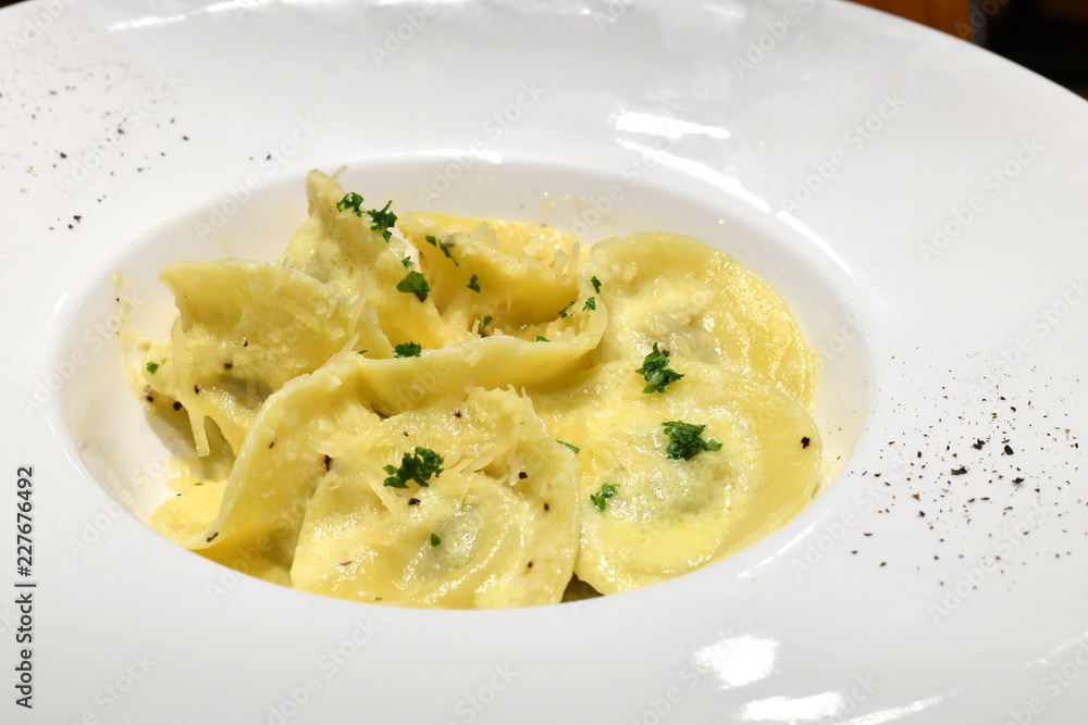 Italian Tortellini Pasta filled with minced meat Italian Tortellini Pasta filled with minced meat