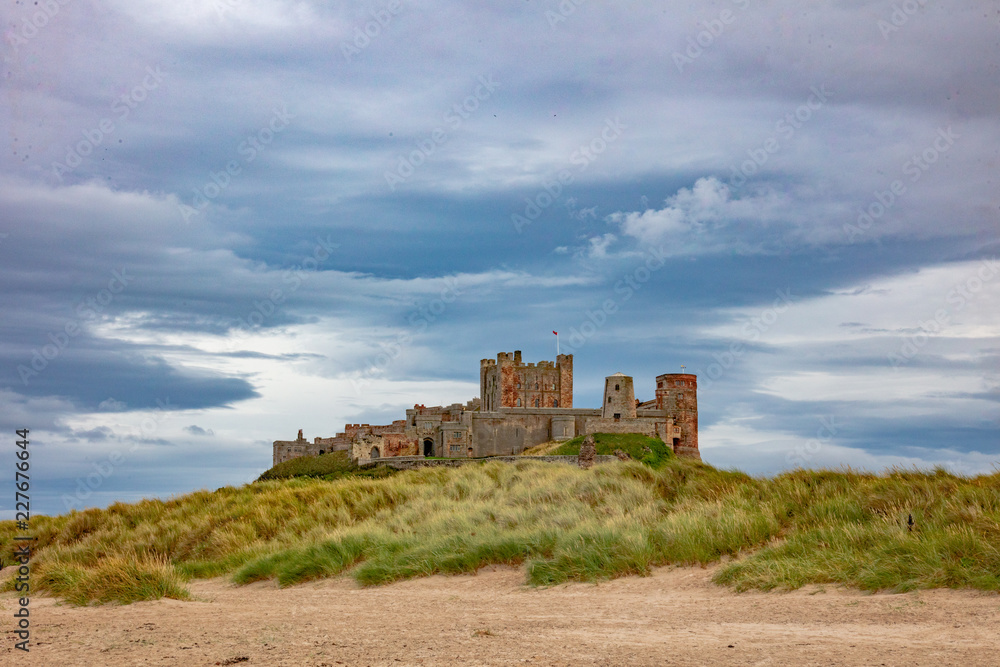 windswept beach and castle