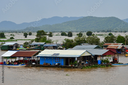 Kampong Chhnang; Kingdom of Cambodia - august 22 2018 : floating village near Kampong Chhnang photo